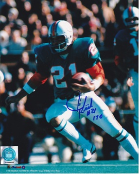 Jim Kiick Autographed Miami Dolphins 8x10 Photo with 17-0 INSCRIPTION

