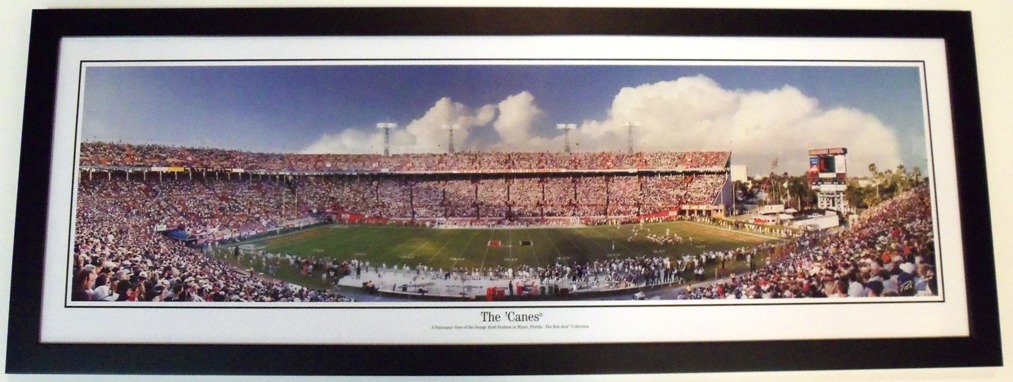 Miami Hurricanes - 50 Yard Line view of the Old Stadium CUSTOM FRAMED 15 x 41 inch Panoramic Print 
