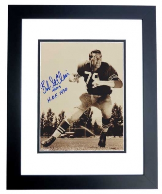 Jan Stenerud Autographed Kansas City Chiefs 8x10 Photo with Hall of Fame Inscription BLACK CUSTOM FRAME
