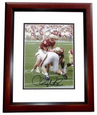 Chris Weinke Autographed Florida State Seminoles FSU 8x10 Photo MAHOGANY CUSTOM FRAME - 2000 Heisman Trophy Winner
