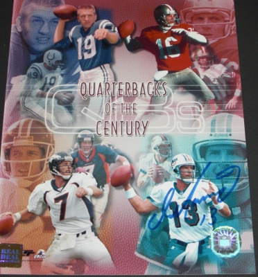 QBC ~ Dan Marino Autographed Miami Dolphins 8x10 Photo (with Johnny Unitas, Joe Montana, and John Elway)
Dan Marino has personally hand signed this 8x10 Photo with a Blue sharpie pen.  Also pictured, but not autographed are Johhny Unitas, Joe Montana, and John Elway.   This item comes with a REAL DEAL Memorabilia Certificate of Authenticity (COA) and a Real Deal Hologram on the Photo.  Get The REAL DEAL!

Keywords: DM8x10QBC