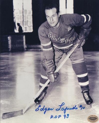 Edgar Laprade Autographed New York Rangers 8x10 Photo ~ Hall of Famer
