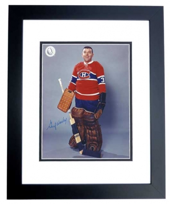 Gump Worsley Autographed Montreal Canadians 8x10 Photo BLACK CUSTOM FRAME - Hall of Famer
