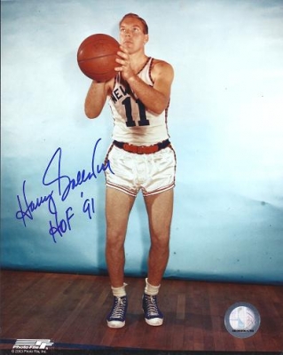 Harry Gallatin Autographed New York Knicks 8x10 Photo with Hall of Fame Inscription
