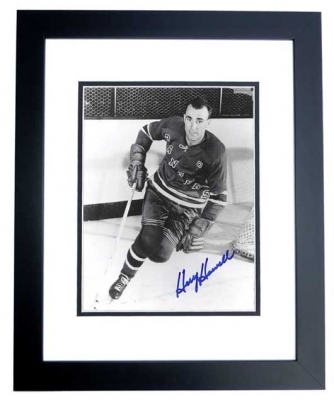 Harry Howell Autographed New York Rangers 8x10 Photo BLACK CUSTOM FRAME
