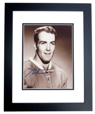 Henri Richard Autographed Montreal Canadians 8x10 Photo BLACK CUSTOM FRAME - Hall of Famer
