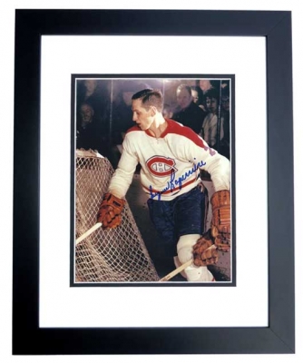 Jacques LaPierriere Autographed Montreal Canadians 8x10 Photo BLACK CUSTOM FRAME - Hall of Famer
