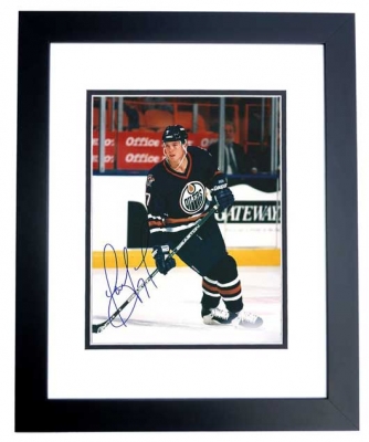 Jason Arnott Autographed Oilers 8x10 Photo BLACK CUSTOM FRAME 
