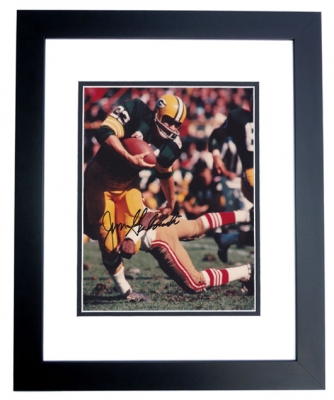 Jim Grabowski Autographed Green Bay Packers 8x10 Photo BLACK CUSTOM FRAME
