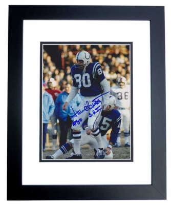 Jim O'Brien Autographed Baltimore Colts 8x10 Photo with Super Bowl V Inscription BLACK CUSTOM FRAME
