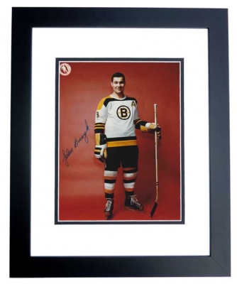 John Bucyk Autographed Boston Bruins 8x10 Photo BLACK CUSTOM FRAME
