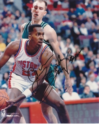 John Salley Autographed Detroit Pistons 8x10 Photo with SPIDER Inscription
