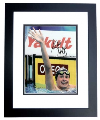 Katie Hoff Autographed 8x10 Olympic Photo BLACK CUSTOM FRAME
