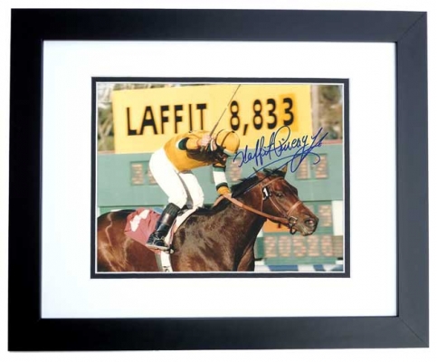 Laffit Pincay Autographed Jockey 8x10 Photo BLACK CUSTOM FRAME
