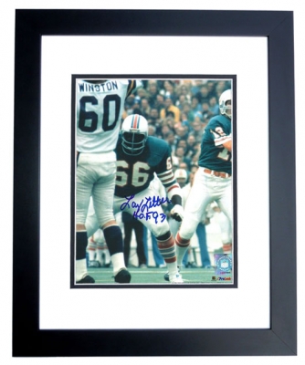 Larry Little Autographed Miami Dolphins 8x10 Photo BLACK CUSTOM FRAME - Hall of Famer
