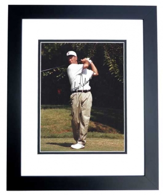 Larry Nelson Autographed Golf 8x10 Photo BLACK CUSTOM FRAME
