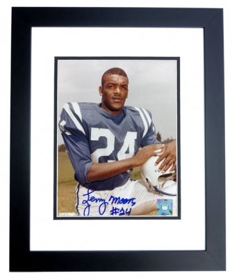 Lenny Moore Autographed Baltimore Colts 8x10 Photo BLACK CUSTOM FRAME - Hall of Famer
