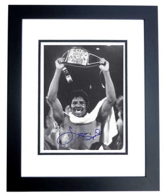Leon Spinks Autographed Boxing 8x10 Photo BLACK CUSTOM FRAME
