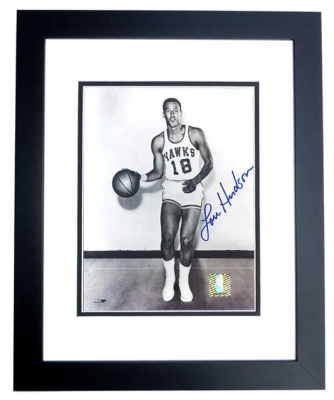 Lou Hudson Autographed St. Louis Hawks 8x10 Photo BLACK CUSTOM FRAME - Georgia Hall of Famer
