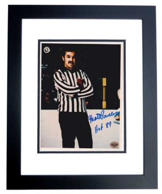Matt Pavelich Autographed Referee 8x10 Photo BLACK CUSTOM FRAME with Hall of Famer inscription
