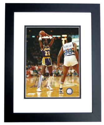 Michael Cooper Autographed Los Angeles Lakers 8x10 Photo BLACK CUSTOM FRAME
