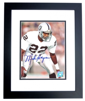 Mike Haynes Autographed Los Angeles Raiders 8x10 Photo BLACK CUSTOM FRAME - Hall of Famer
