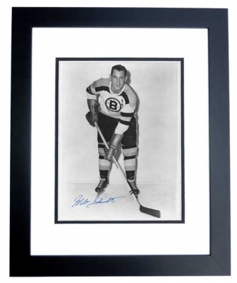 Milt Schmidt Autographed Boston Bruins 8x10 Photo BLACK CUSTOM FRAME - Hall of Famer
