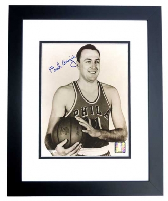 Paul Arizin Autographed Philadelphia 76ers 8x10 Photo BLACK CUSTOM FRAME
