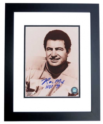 Ron Mix Autographed San Diego Chargers 8x10 Photo with Hall of Fame Inscription BLACK CUSTOM FRAME
