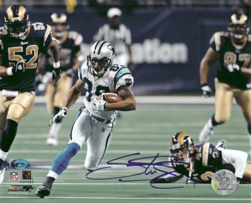 Steve Smith Autographed Carolina Panthers "vs Rams" 8x10 Photo
Steve Smith has personally hand signed this Panthers 8x10 photo, with a Blue Sharpie Pen. The autographed Photo comes with The official Steve Smith Authenticity hologram on it and a Certificate of Authenticity (COA) from Steve Smith's exclusive memorabilia company.
Keywords: SS8x10Rams