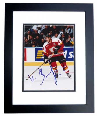 Valeri Bure Autographed Calgary Flames 8x10 Photo BLACK CUSTOM FRAME
