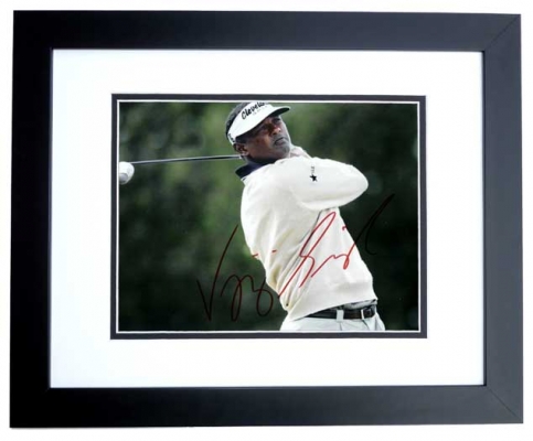 Vijay Singh Autographed Golf 8x10 Photo BLACK CUSTOM FRAME
