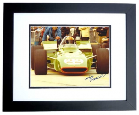 Wally Dallenbach Autographed Racing 8x10 Photo BLACK CUSTOM FRAME
