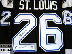 Martin St. Louis Lightning Black (Home) Jersey with "04 MVP" Inscription
A Real Deal Limited Edition of 26.

Keywords: Marty St. Louis home jersey signed autographed lightning MSLJMVP