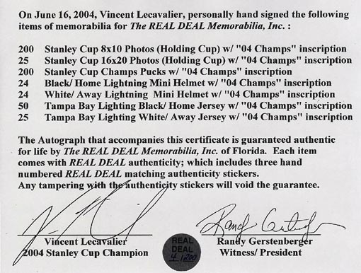 Vincent Lecavalier Signed Tampa Bay Lightning Bolts Jersey (Lecavalier –