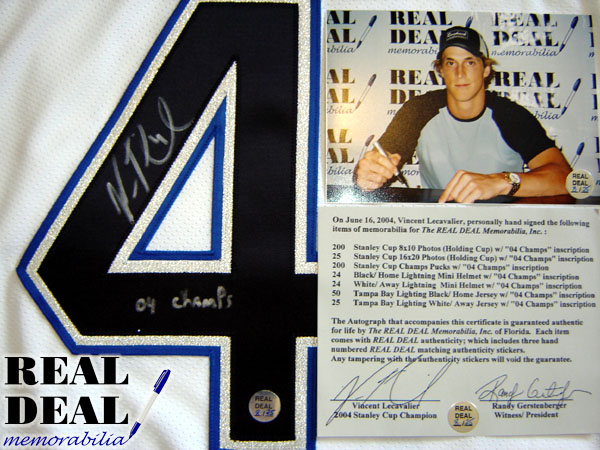 Vincent Lecavalier Signed Tampa Bay Lightning Bolts Jersey (Lecavalier –