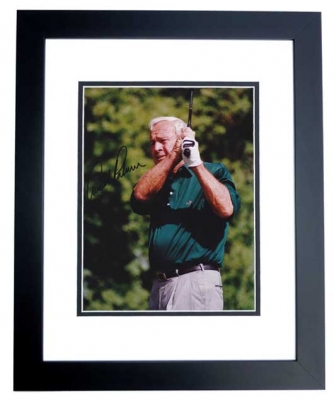 Arnold Palmer Autographed Golf 8x10 Photo BLACK CUSTOM FRAME

