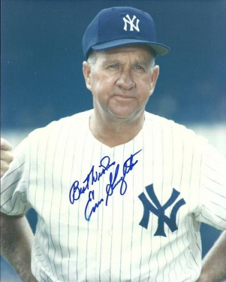 Enos Slaughter Autographed New York Yankees 8x10 Photo with "Best Wishes" Inscription ~ Deceased
