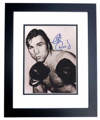 George Chuvalo Autographed Boxing 8x10 Photo BLACK CUSTOM FRAME
