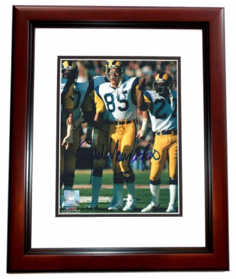 Jack Youngblood Autographed Los Angeles Rams 8x10 Photo MAHOGANY CUSTOM FRAME - Hall of Famer
