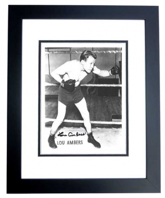 Lou Ambers Autographed Boxing 8x10 Photo BLACK CUSTOM FRAME
