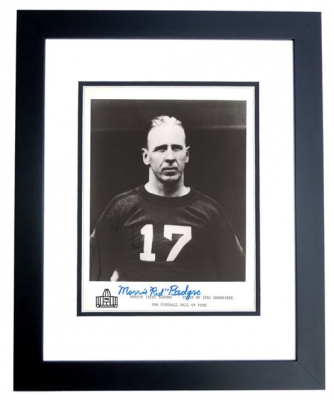 Morris "Red" Badgro Autographed New York Giants 8x10 Photo BLACK CUSTOM FRAME - Hall of Famer
