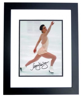 Nancy Kerrigan Autographed Skating 8x10 Photo BLACK CUSTOM FRAME
