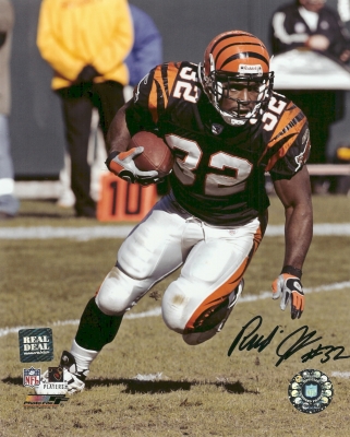 Rudi Johnson Autographed Cincinnati Bengals 8x10 Photo ~ Black Jersey
Bengals star running back, Rudi Johnson, has personally hand signed this Cincinnati Bengals 8x10 photo with a black sharpie pen.  This autographed item comes with a REAL DEAL Memorabilia, Inc. Certificate of Authenticity (COA), and a matching  Authenticity Sticker on the signed item.

Keywords: RJ8x10Black