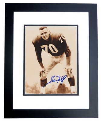 Sam Huff Autographed New York Giants 8x10 Photo BLACK CUSTOM FRAME - Hall of Fame
