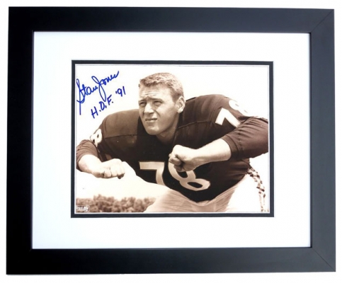 Stan Jones Autographed Chicago Bears 8x10 Photo BLACK CUSTOM FRAME - Hall of Famer
